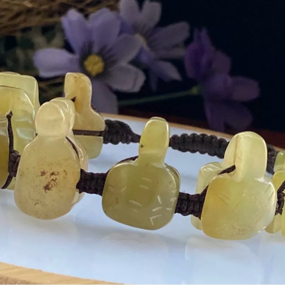 Natural Burma  Jade Turtle Handwoven Bracelet size adjustable